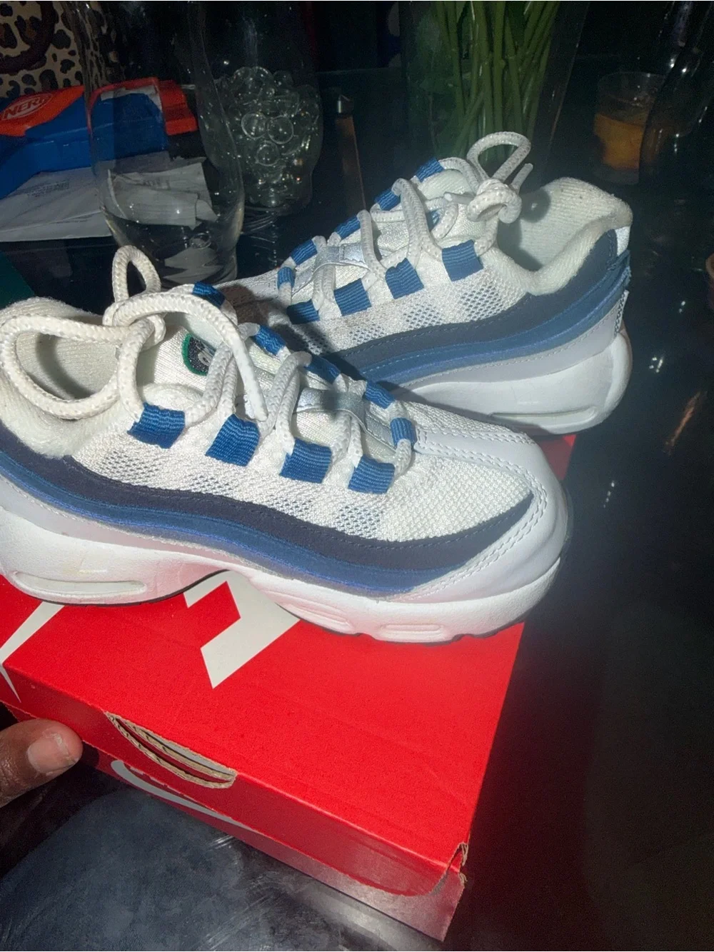 Nike Airmax Kids White and Navy Blue Layered Sneakers